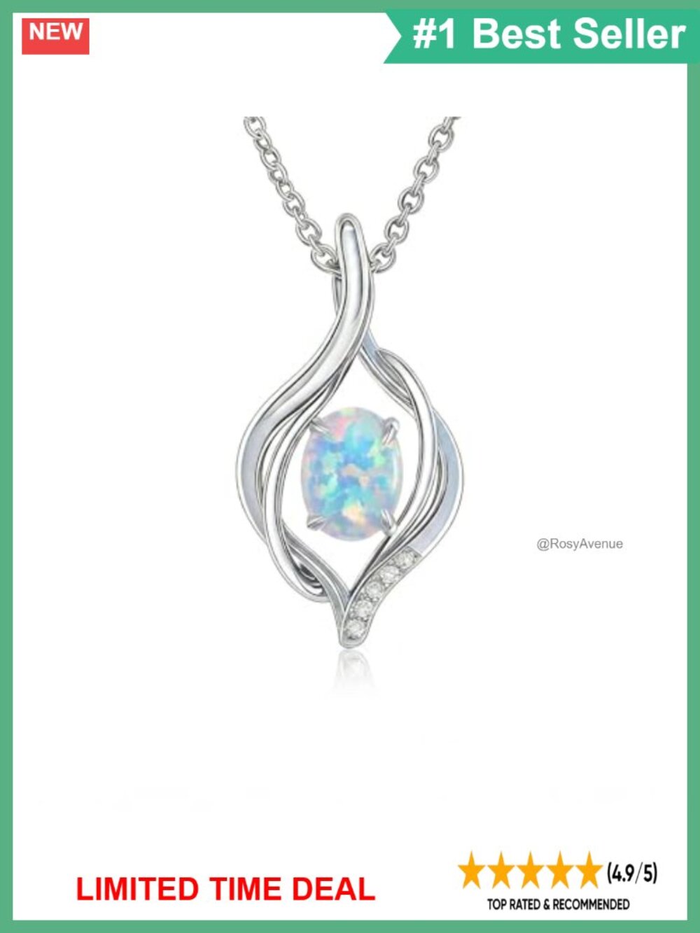 14k Gold Plated Opal Pendant Necklace Gift for Women